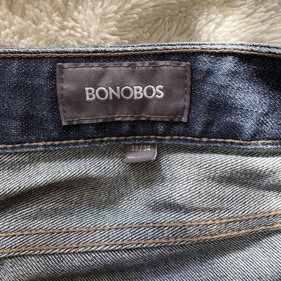 Bonobos Jeans Mens 33/34 Slim Straight Fit Stretch Denim Pants Blue Wash Modern - Picture 2 of 11